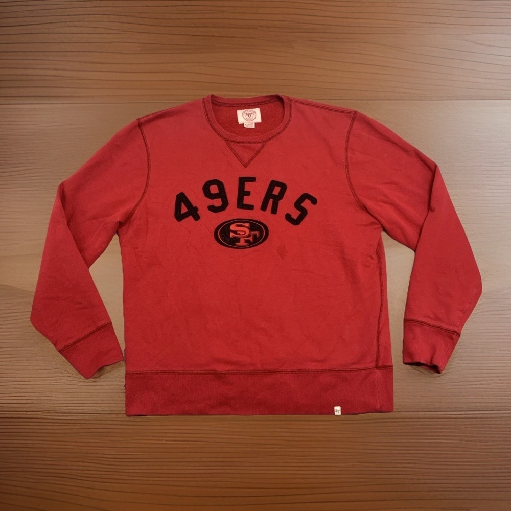 47 Brand San Francisco 49ers Crewneck Sweatshirt Size XL Block‎ Lettering Red